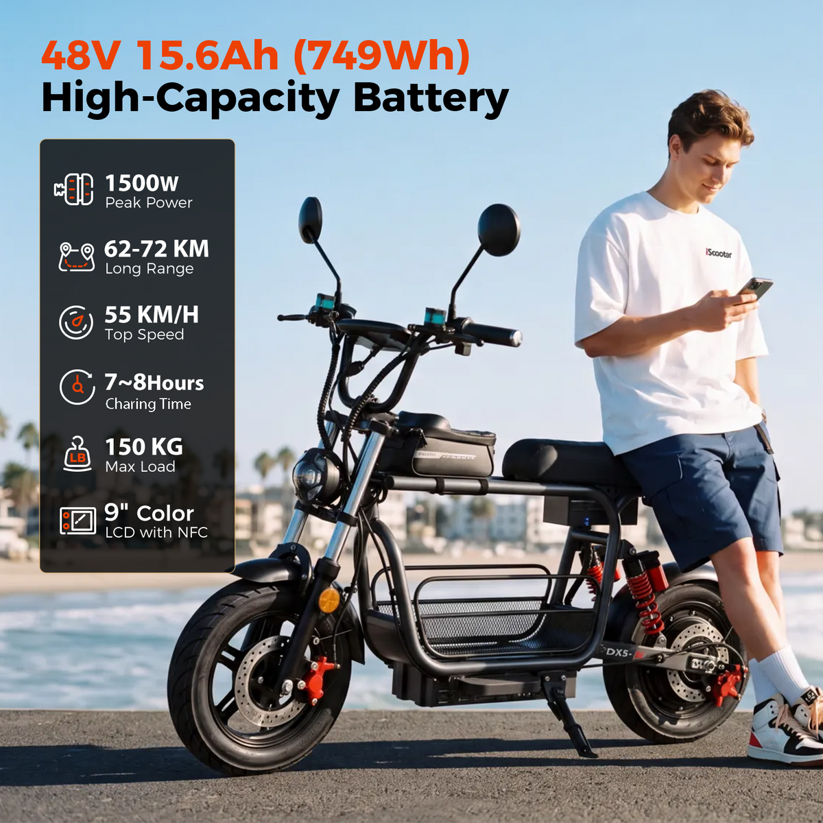 iScooter DX5 Cargo Electric Scooter with Seat