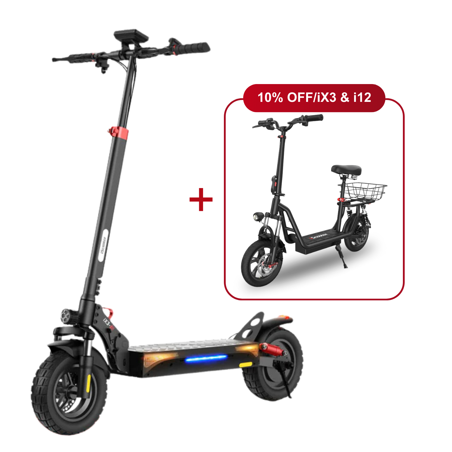 Offre combinée : 10 % de réduction - iScooter : 2 trottinettes électriques au meilleur prix