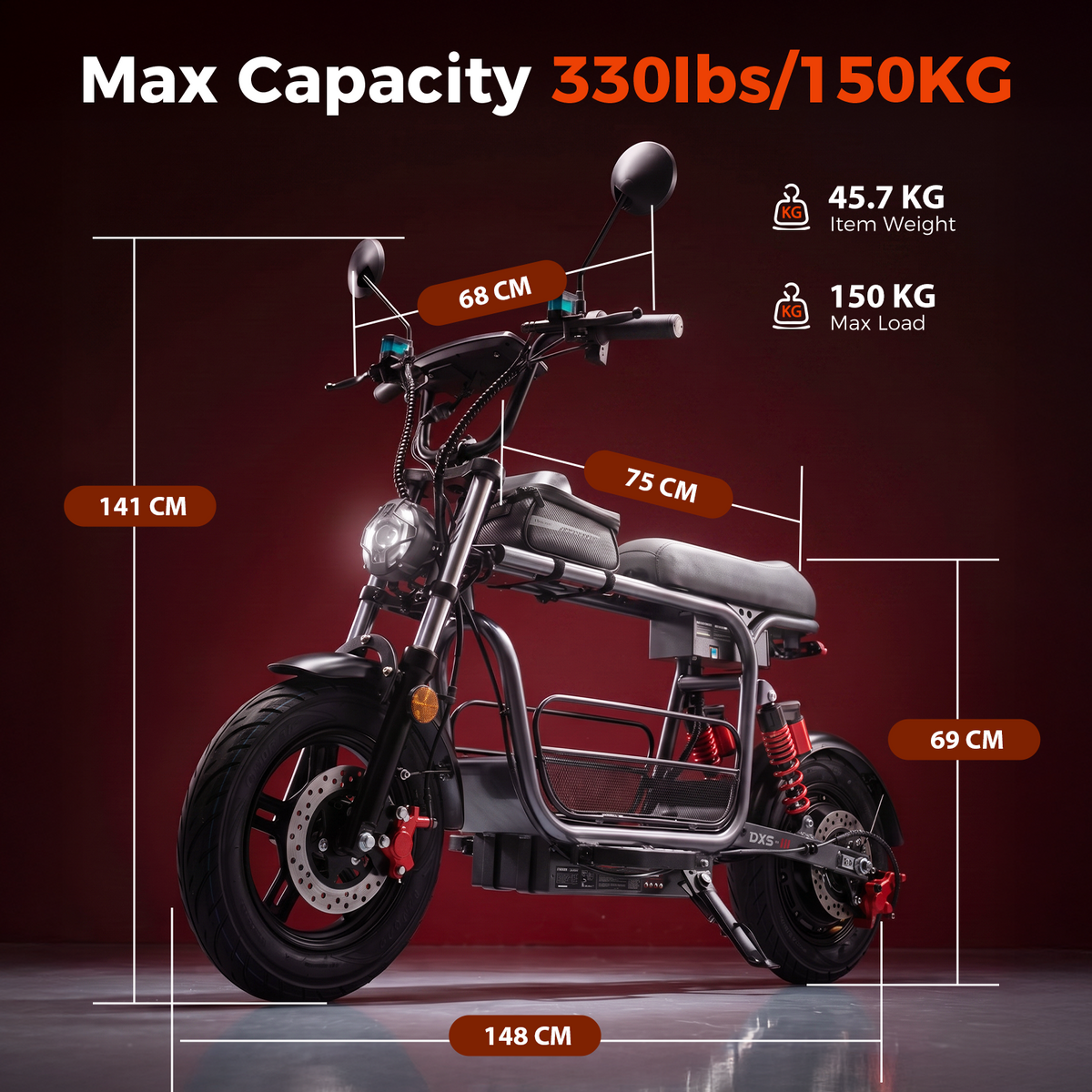iScooter DX5 Cargo Electric Scooter with Seat