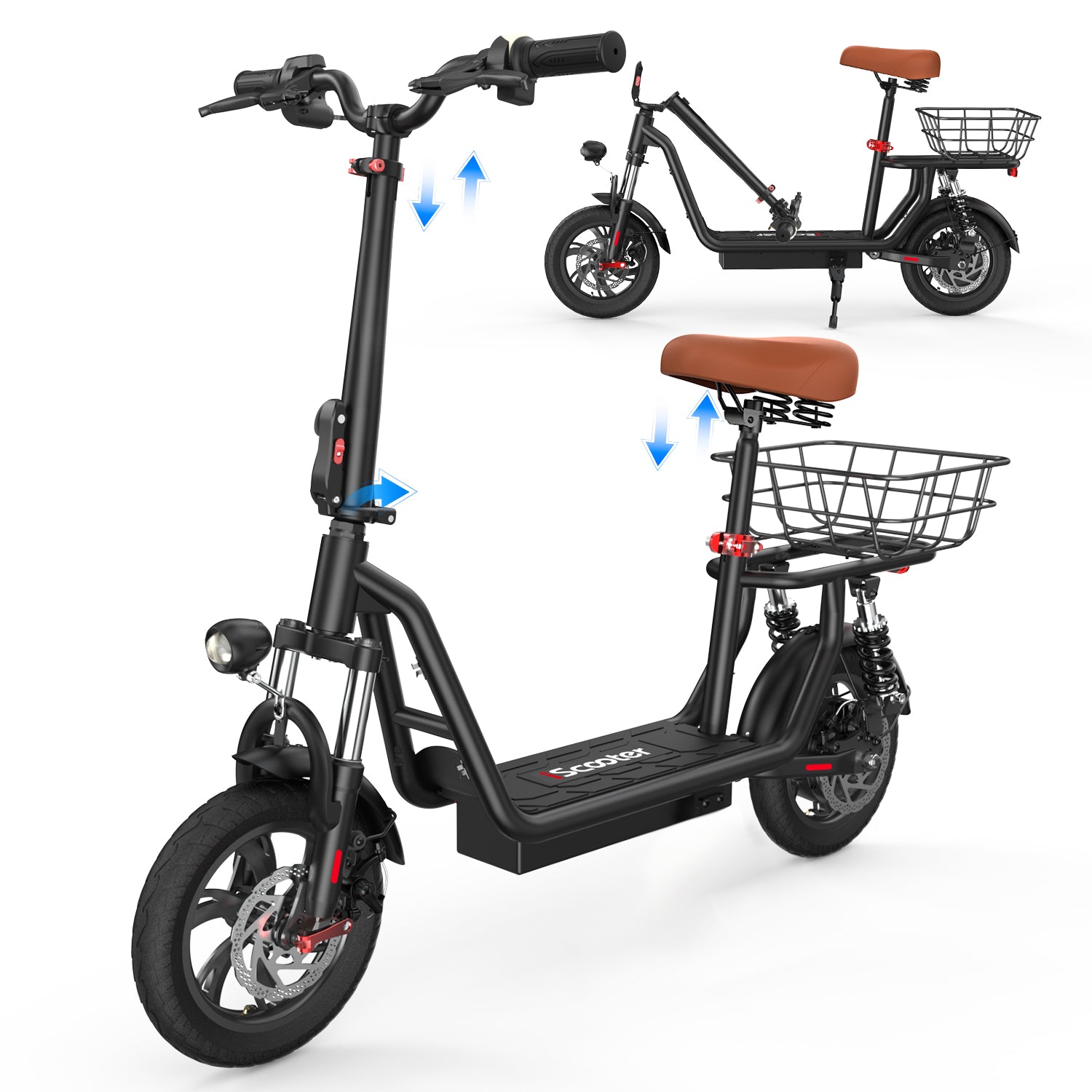 iScooter i12 Electric Scooter with Seat & Carry Basket