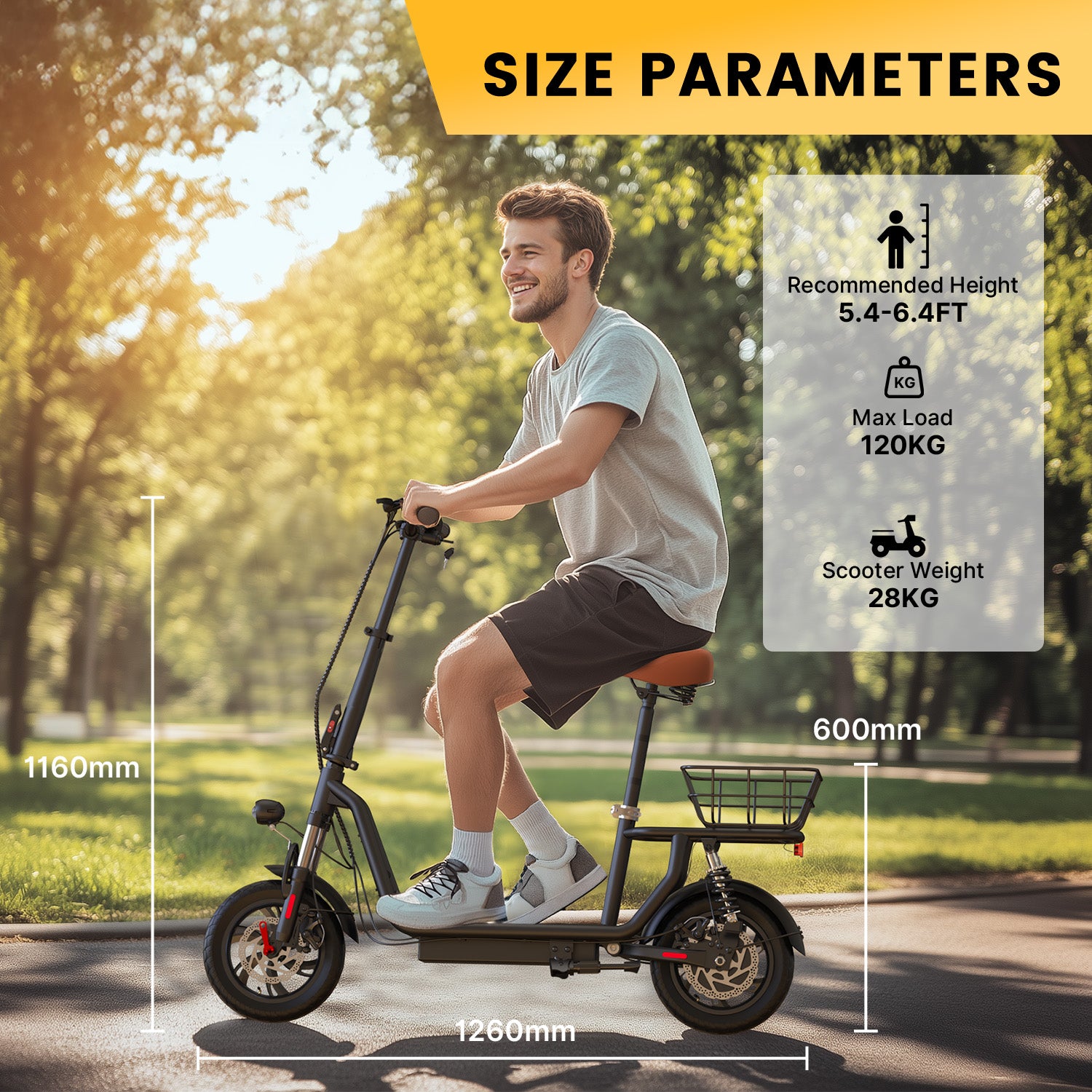 iScooter i12 Electric Scooter with Seat & Carry Basket